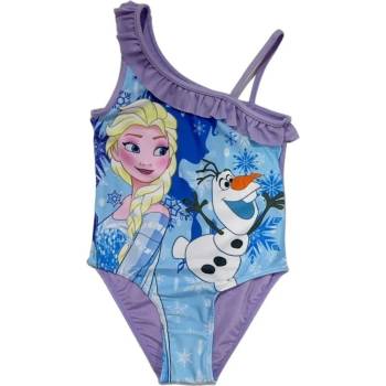 Difuzed Dievčenské jednodielne plavky Ľadové kráľovstvo - Frozen - motív Elsa s Olafom Fialová