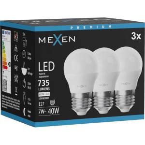 Mexen Nova 3x LED крушка E27, G45, 7W, Неутрална - 4000K, 735 lm - L101-E27-0740-01x03 (L101-E27-0740-01x03)