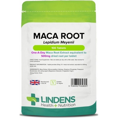 LINDENS Health + Nutrition Maca kořen 500 mg, 100 tablet