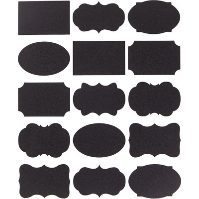 DP Craft Nálepky černé tvarované jmenovky 2, 15 PCS