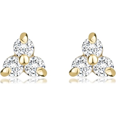 Šperky eshop náušnice ze žlutého zlata trojlístek z kulatých briliantů puzetky S3BT508.53