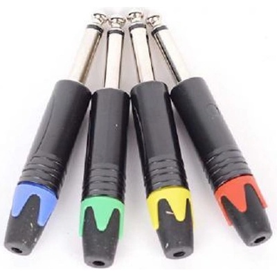 Royal Конектор кит 4 броя f-070, моно жак 6.3мм мъжки, за монтаж към кабел, 4 цвята