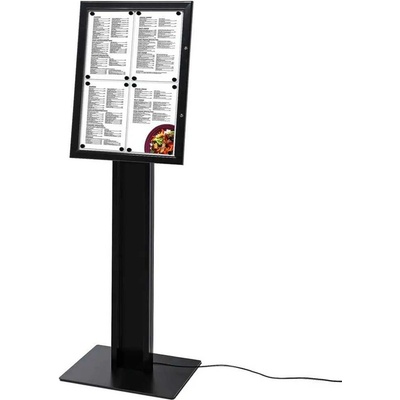 A-Z Reklama CZ světelná stojící vitrínka na restaurační menu SCZNPOLE C9005LED 4 x A4