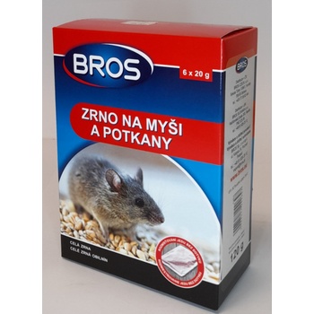 Rodenticid BROS zrno na myši a potkany 6x20g