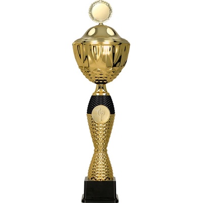 Kovový pohár s poklicí | Zlato-černý Výška: 22 cm Průměr: 8 cm