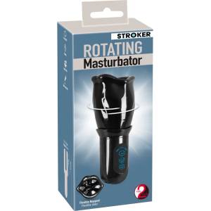 You2Toys - STROKER Rotating - акумулаторен, въртящ се мастурбатор с изкуствена уста (черен)