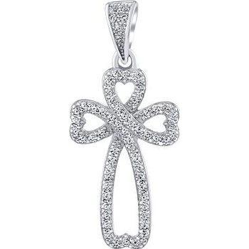 SILVEGO Strieborný prívesok krížik Eugen s čírymi Brilliance Zirconia MW2884P