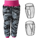 Dětské softshellové kalhoty MASKÁČ s kapsami s fleecem tmavě růžovýnáplet