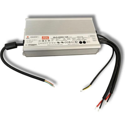 MEAN WELL, Napájecí zdroj pro LED a průmysl 480W, 12V/40A, IP65, pasivní chlazení, Mean Well, HLG-600H-12A
