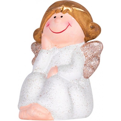 MagicHome Postavička Vánoce Anděl sedící polyresin 6,7x6,2x11cm
