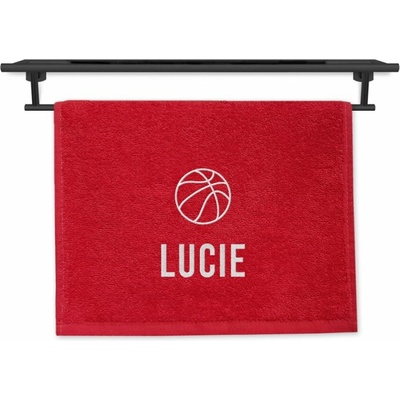 Povlečení Plus ručník se jménem na přání červený 30 x 50 cm basketbal