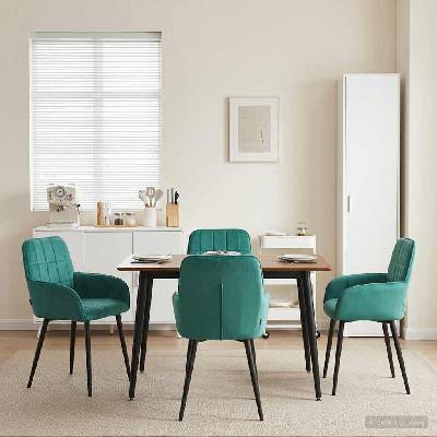 vidaXL Обедени столове 4 pcs Кадифе Тюркоаз 56, 5 x 50 x 86 см (3428173)