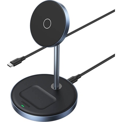 UGREEN iPhone And AirPods 2in1 Wireless Charger - двойна поставка (пад) за безжично зареждане за iPhone с Magsafe и AirPods (сребрист-син)