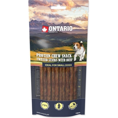 Ontario Protein Hovězí žvýkací kroucená tyčinka 10 ks 12,7 cm