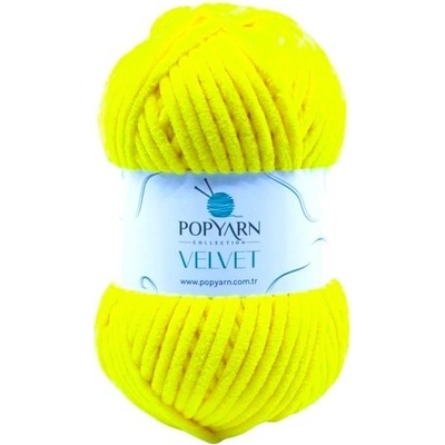 POPYARN Pletací příze Velvet B058 - žlutá citronová
