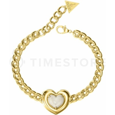Guess pozlacený Srdce s krystaly L.O.V.E. JUBB05456JWYG