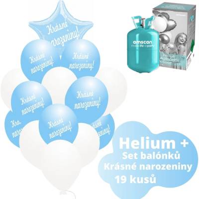 balonky.cz Helium set světle modrá hvězda + světlemodré balónky KRÁSNÉ NAROZENINY