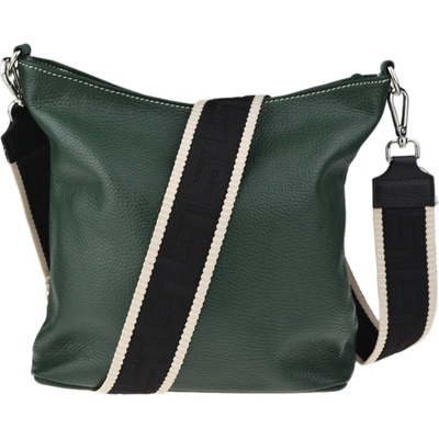 NovaKabelka.sk Amalia Verde Scura V kožená talianska crossbody kabelka zelená