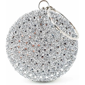 Блестяща сребърна кръгла чанта