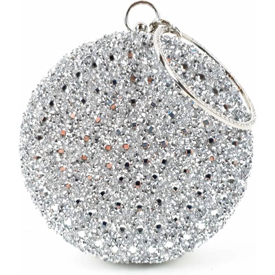 Блестяща сребърна кръгла чанта