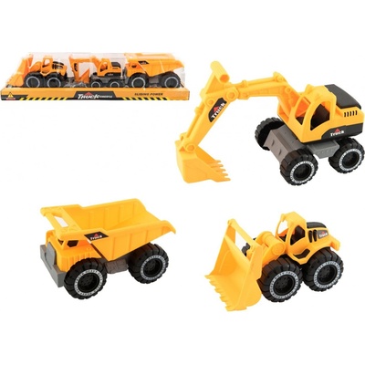 Teddies Stavební stroje 3ks plast na volný chod v blistru 60x13x13cm