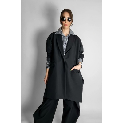 Itálie Sako blejzr Long Street s bočními rozparky Black