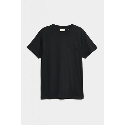 Gant tričko Reg Med Tonal Shield SS TShirt čierne