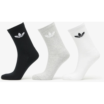 adidas Trefoil Cushion Crew Sock 3-Pack White/ Medium Grey Heather/ Black