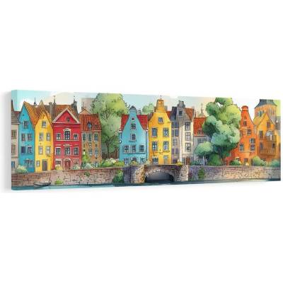 Obraz historické domy u mostu - 135x45