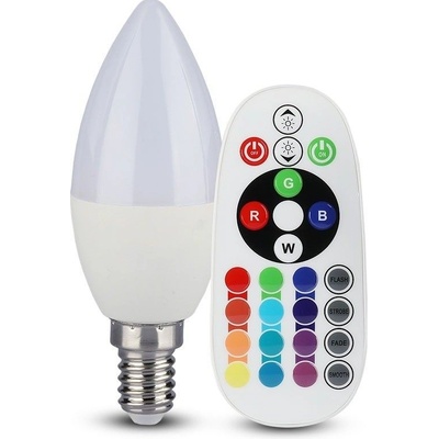 V-TAC LED žiarovka E14 C37 3,5W RGB+4000K