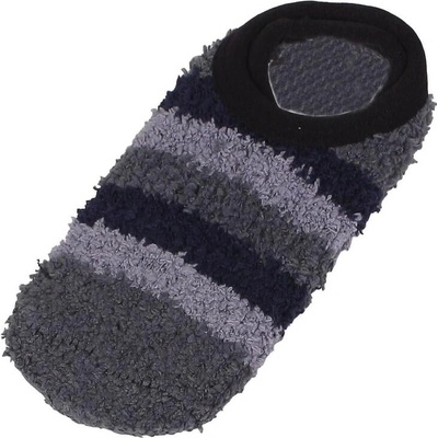 Детски терлици от букле с раиран десен в сиви нюанси