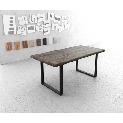 DELIFE Jídelní stůl Edge 180x90 XL akácie podnož platina černá