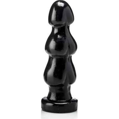 HardToys Triple 3 čierne vinylové dildo 25 x 5,8–7,7 cm