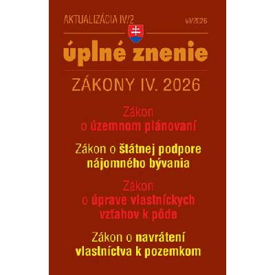 Aktualizácia IV/2 2026 – Stavebný zákon – územné plánovanie
