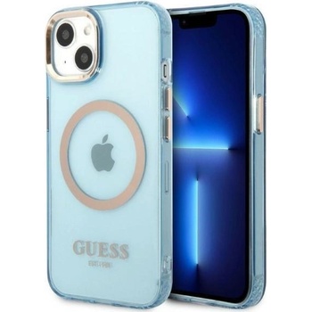 GUESS Кейс Guess GUHMP13MHTCMB за iPhone 13 6.1", син / син, твърд, Gold Outline Translucent MagSafe (3666339056988)