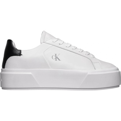 Calvin Klein FLATFORM LACE UP biela čierna
