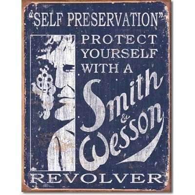 S&W - Self Preservation - plechová retro cedule 40x32 cm