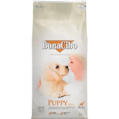 BonaCibo puppy chicken, anchovy & rice - суха храна за подрастващи кученца от всички породи, до 1 година - пилешко месо, аншоа и ориз, Турция - 15 кг