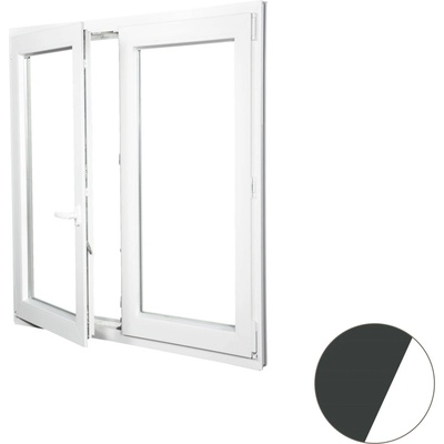 Aluplast Plastové okno dvoukřídlé antracit/bílé 800 x 1200 mm Levé, Dvojsklo Ug= 1,1