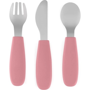Petite&Mars Take&Match Stainless Steel Cutlery Set прибор за деца Dusty Rose 12m+ 3 бр