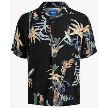 JACK & JONES Черна мъжка риза с къс ръкав с шарка Jack & Jones Luke Jack & Jones | Cheren | МЪЖЕ | M