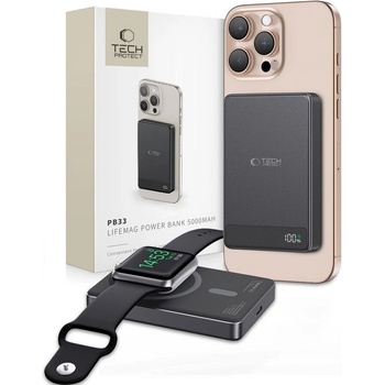 Tech-Protect Външна батерия с MagSafe Tech-Protect PB33 LifeMag 5 000 mAh - Черна (5906302309580)