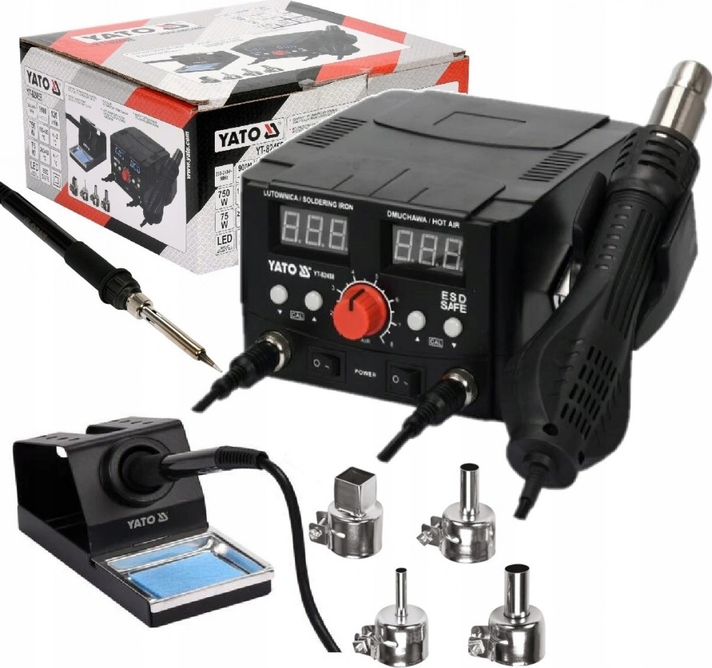 Yato YT-82458 station de soudage numérique noir 75W