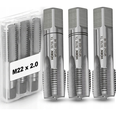 Závitník M22 HSS, závit M22x2.00 mm, sada 3 ks