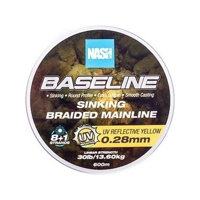 Nash Splietaná Šnúra Baseline Sinking Braid UV Yellow 600 m 0,28 mm 13,6 kg