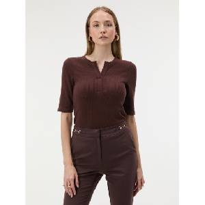 Orsay Кафява дамска тениска с яка и къси ръкави ORSAY Orsay | Kafyav | ЖЕНИ | 34