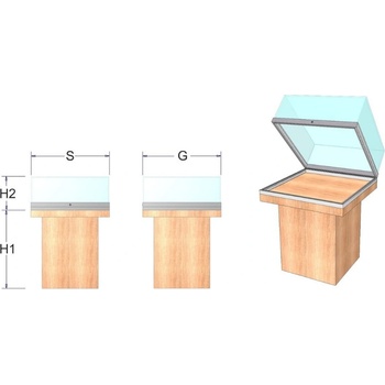 Expoint Výstavná stolová vitrína v prevedení dyha II 70 x 70 x 70 x 25 cm