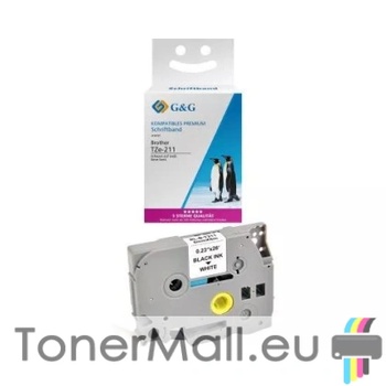 Съвместима лента Black on White Brother TZ-211, 6mm x 8m