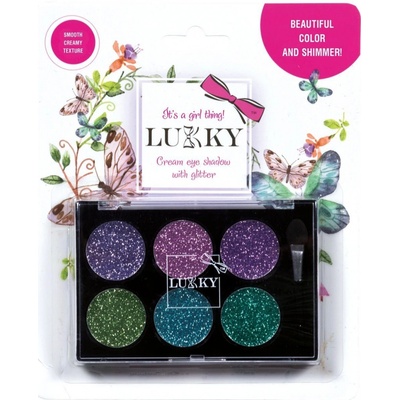 Lukky Paleta očných tieňov s trblietkami a štetcom Odtiene zelenej a purpurovej