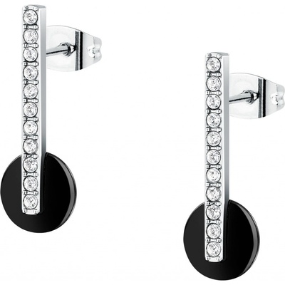 Trussardi Visiace oceľové náušnice s kryštálmi T-Round TJAYF13